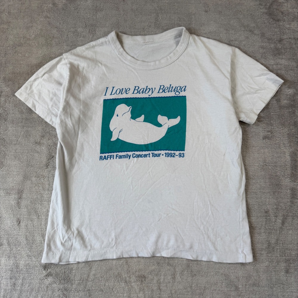 Raffi Shirt Youth Medium White Baby Beluga 1992 Concert Tour Vintage 90s